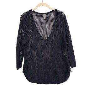 Soho New York &‎ Co Women's XL Black V-Neck Knit Sweater Pullover